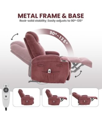 massage rocker recliner chair with heat and vibration, ergonomic rocking lounge chair for living room with dual cup holders