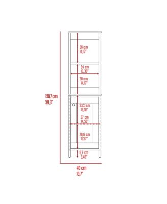 Bathroom Storage Cabinet - Two Interior Shelves, Two Open Shelves, Wooden Storage Organizer for Living Room
