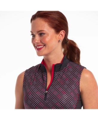 Women's York Bias Geo Dot Print Sleeveless Golf Polo