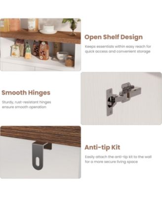 Buffet Sideboard Cabinet with Storage, 55" Large Farmhouse Kitchen Storage Cabinet with 4 Doors & Adjustable Shelves