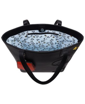 Danielle Nicole Peanuts Snoopy Minimal Black Tote Bag with Doghouse Cardholder