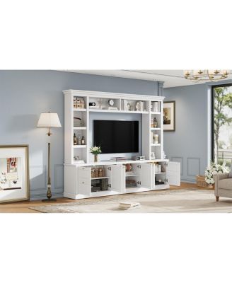 Modern TV Stand with Bookcase for TVs up to 70 inch, 3 Shelves