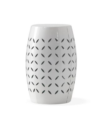  Sculptural Barrel Side Table with Laser-Cut Floral Motifs