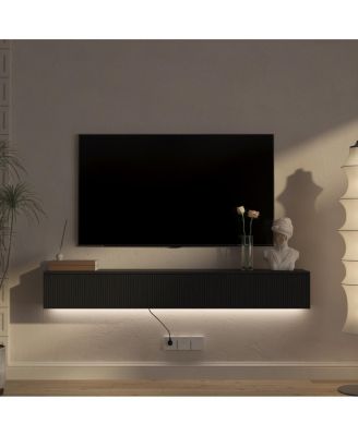 Floating TV Stand with 16 Color LEDs, Modern 65" Entertainment Center