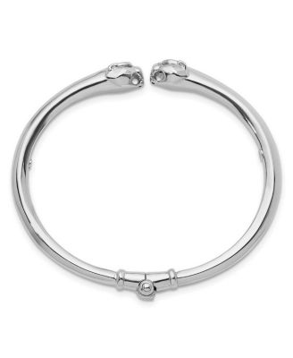 Solid 18k Panther Head Hinged Cuff Bangle