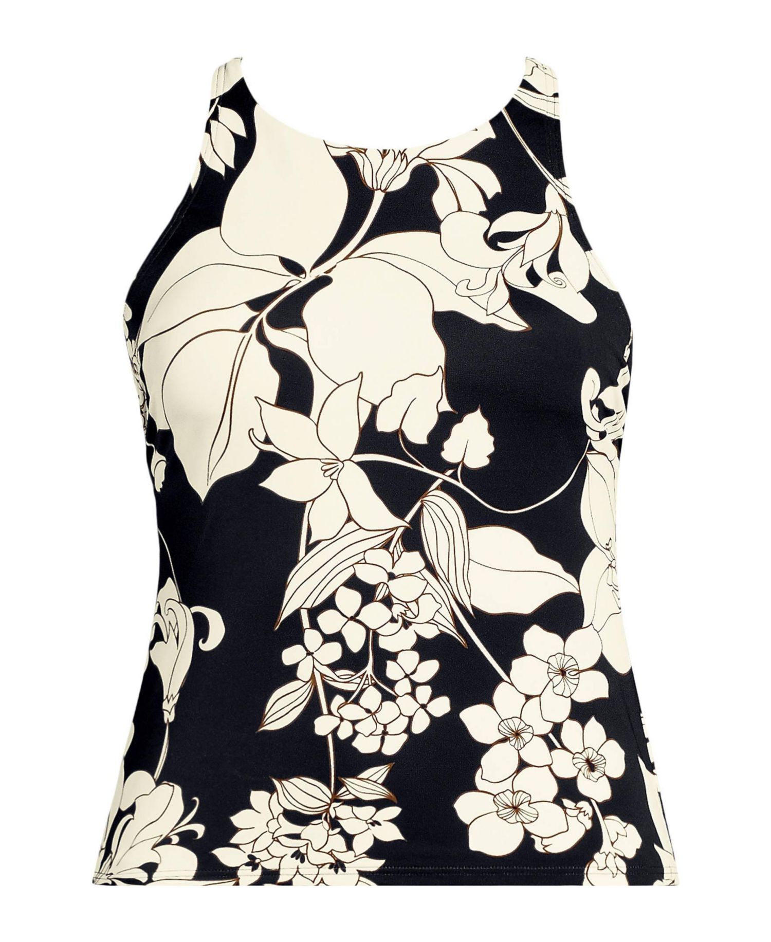 Plus Size DD-Cup Tugless High Neck Strappy Back Tankini Top