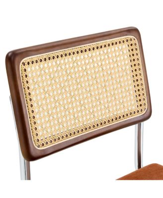 Woven Bar Stool Set with Solid Wood Backrest, Counter Stool