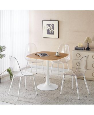 5pcs Dining Set, Metal Leg Table, Mid-Century Dining Table for 4-6 People