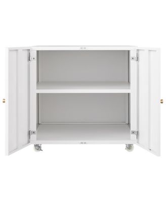 File Cabinet on Wheels, Mobile Metal Printer Stand with 2 Doors and Adjustable Shelf for Home Office, Small Space