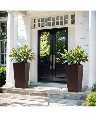  30" Tall Large Self-Watering Planter with Inner Tray & Water Level Monitor