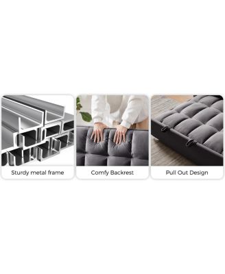Modern Velvet 3-in-1 Convertible Sofa Bed with Storage
