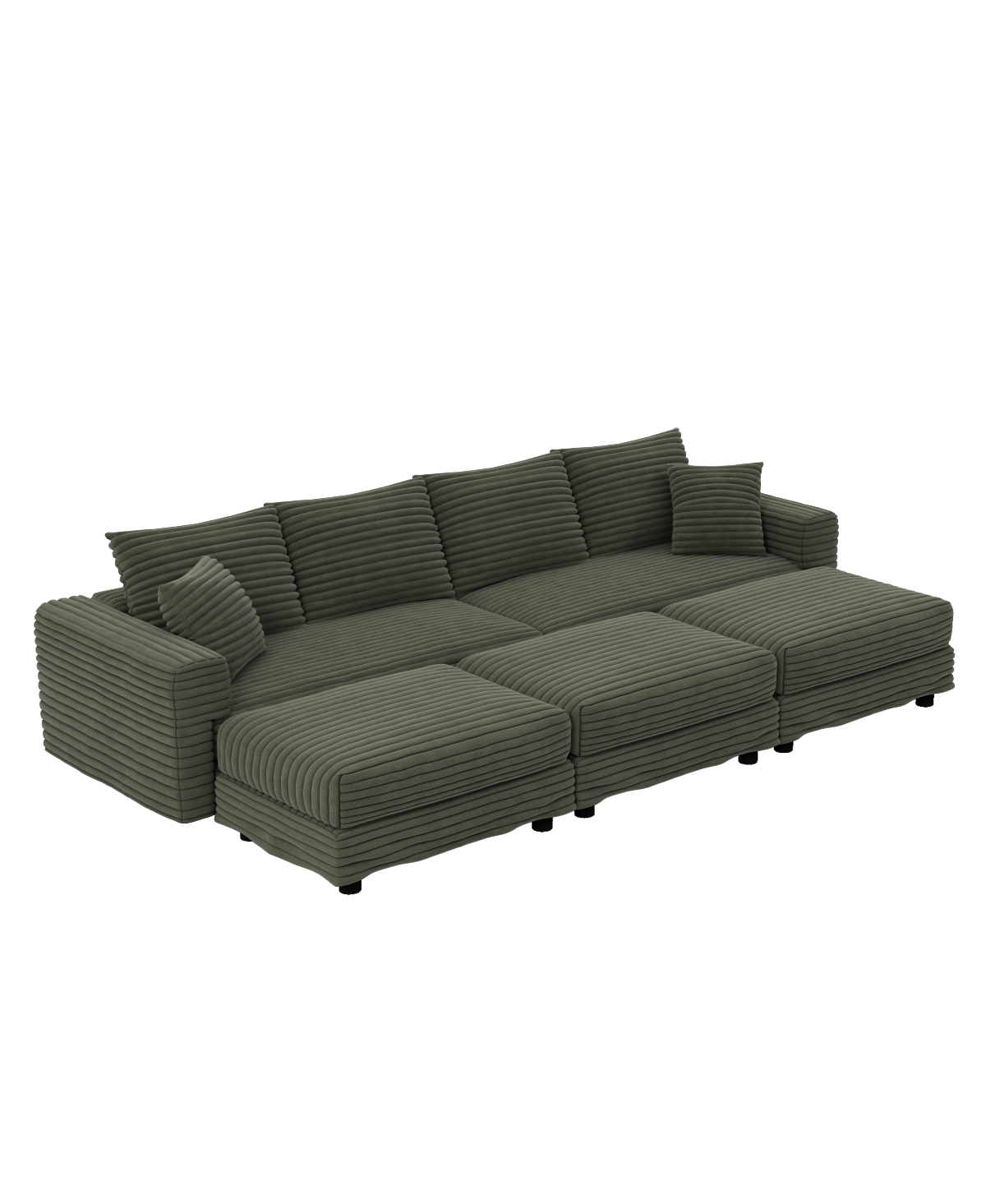 Streamdale Furniture 102" Plush Corduroy 4-Seat Sofa with Movable Ottoman