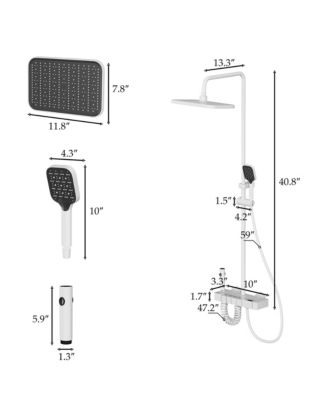 4 in 1 Shower Faucet System With LED Temperature Display, Anti-Clog Nozzles, Rainfall, Hand Shower, Tub Spout