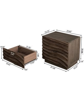 Solid Wood Nightstand with 2 Drawers