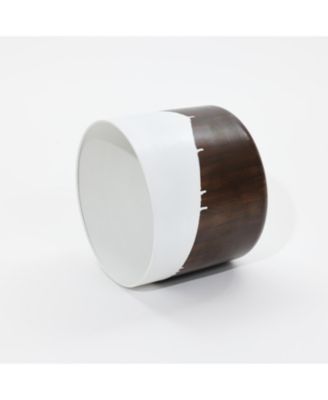 2-Piece White and Brown Metal Cachepot Planters Set with Stands