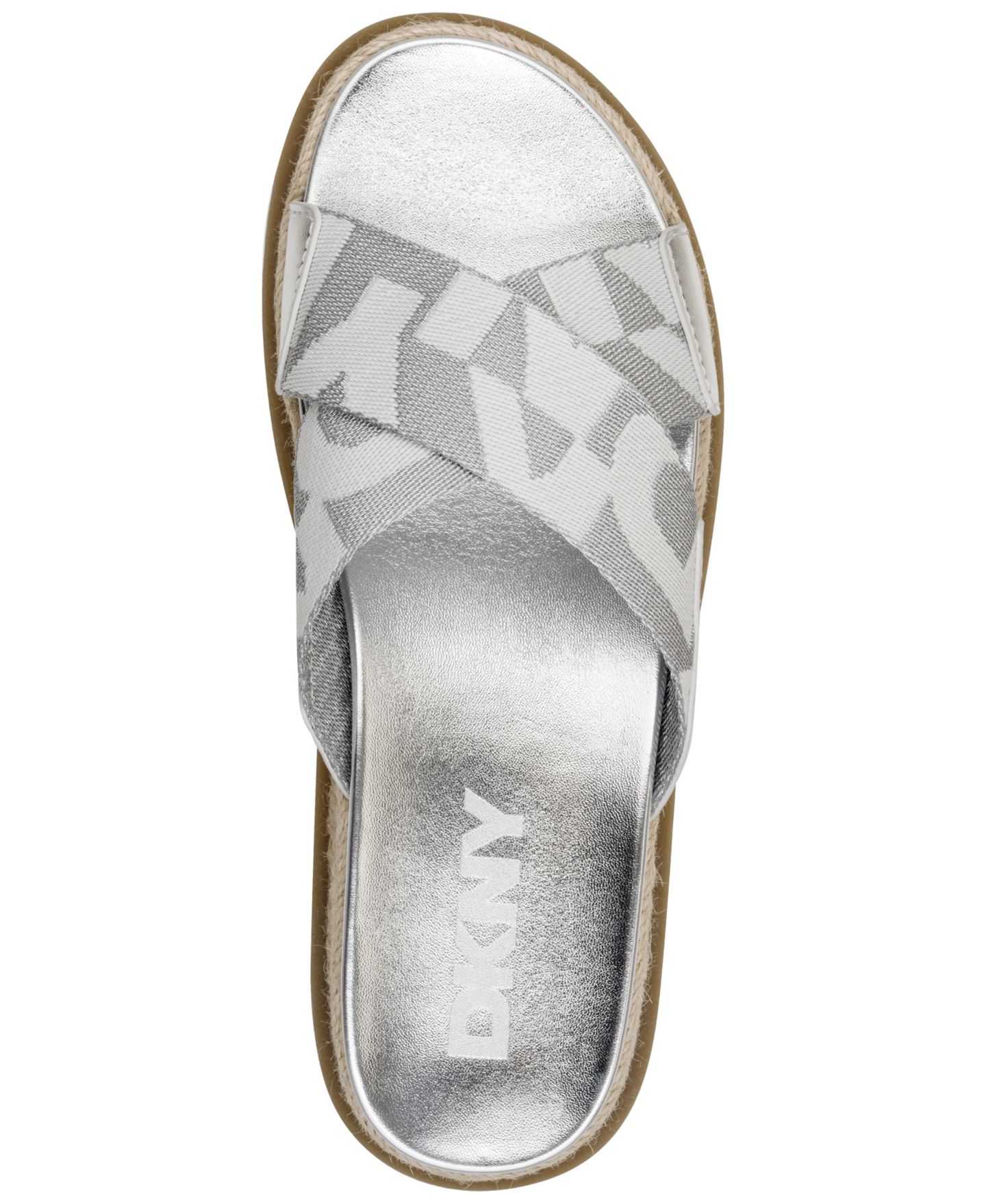 Женские сандалии DKNY Binna X Band Slip-On, цвет: Серебряный / Зефирный — фото 4