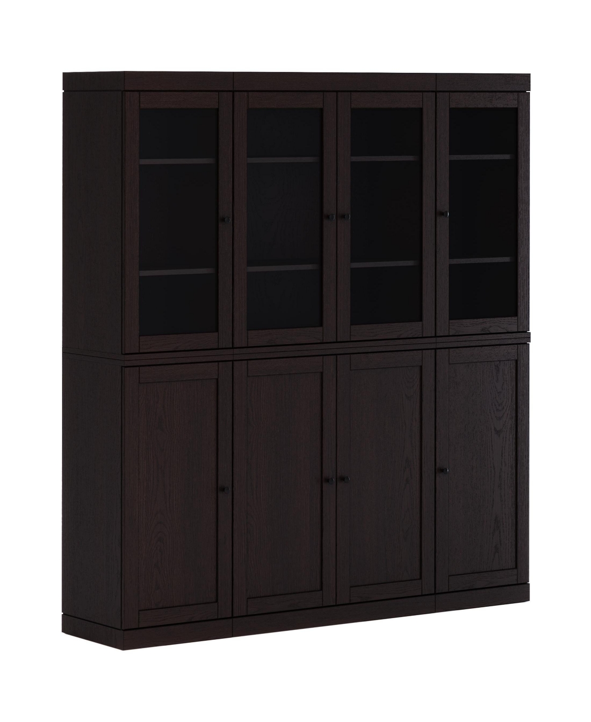 Palace Imports Premium 100% Solid European Oak Hardwood Modular China Cabinet with Shaker and Tinted Glass Doors – 64" Wide, 71.5" Ta