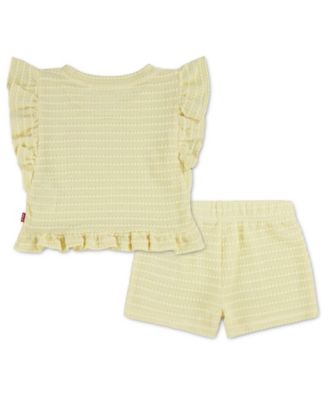 Toddler Girls' 2T-5T Ruffle Round Neck Top & Shorts, 2-Piece Set