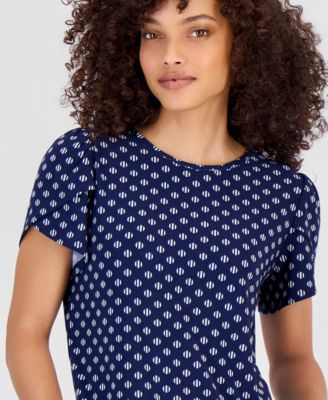 Petite Printed Tulip-Sleeve Top