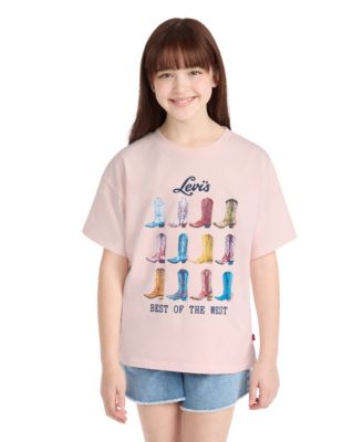 Girls' 7-16 Oversized Boots Crewneck T-Shirt