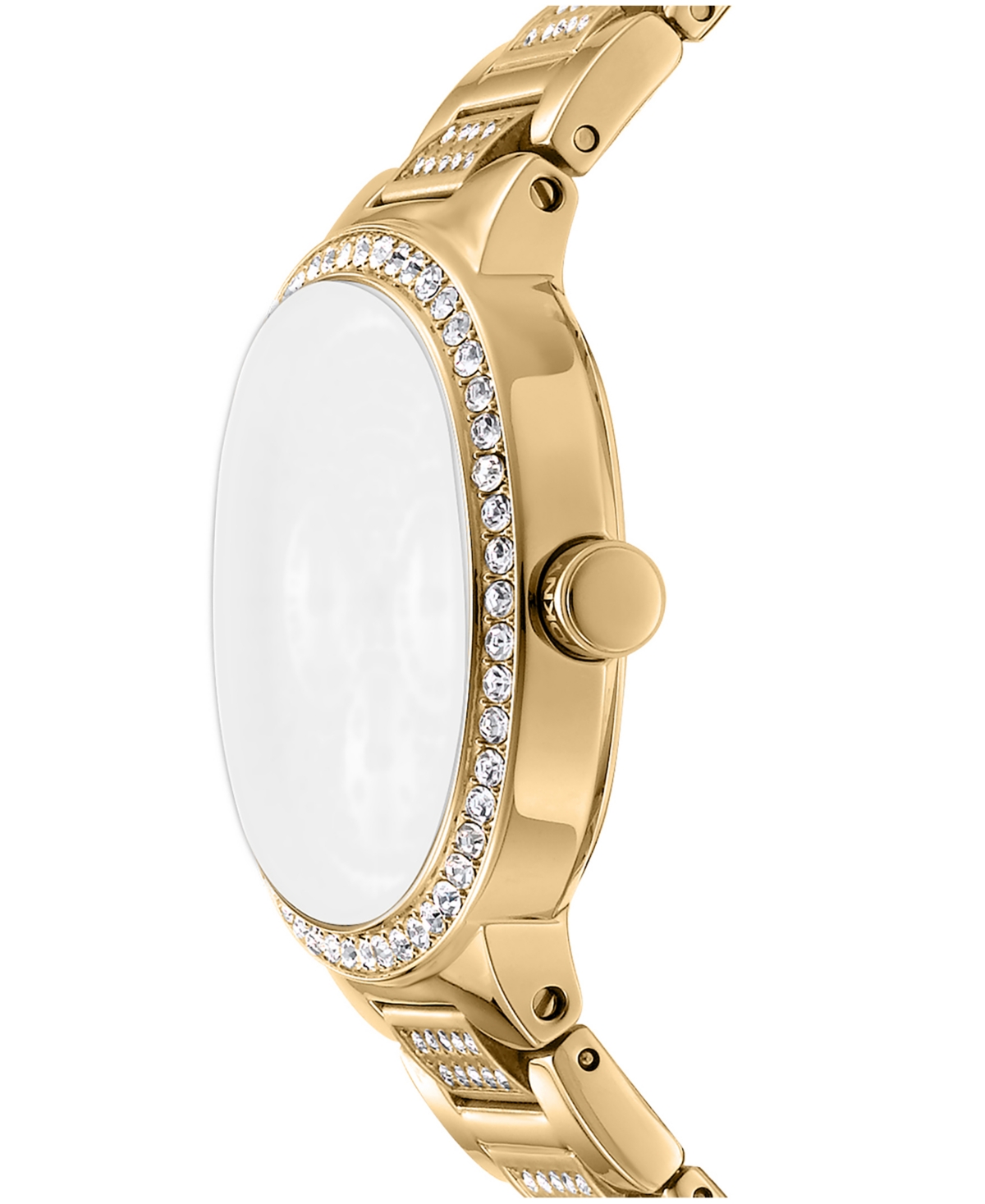 Dkny Women's Silver Crystal Covered Dial and Bezel Gold-Tone Stainless Steel Bracelet Multifunctional Watch, 36mm