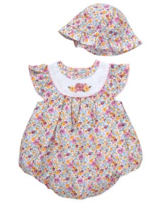 Baby Girls' Floral Bubble Romper & Hat, 2-Piece Set