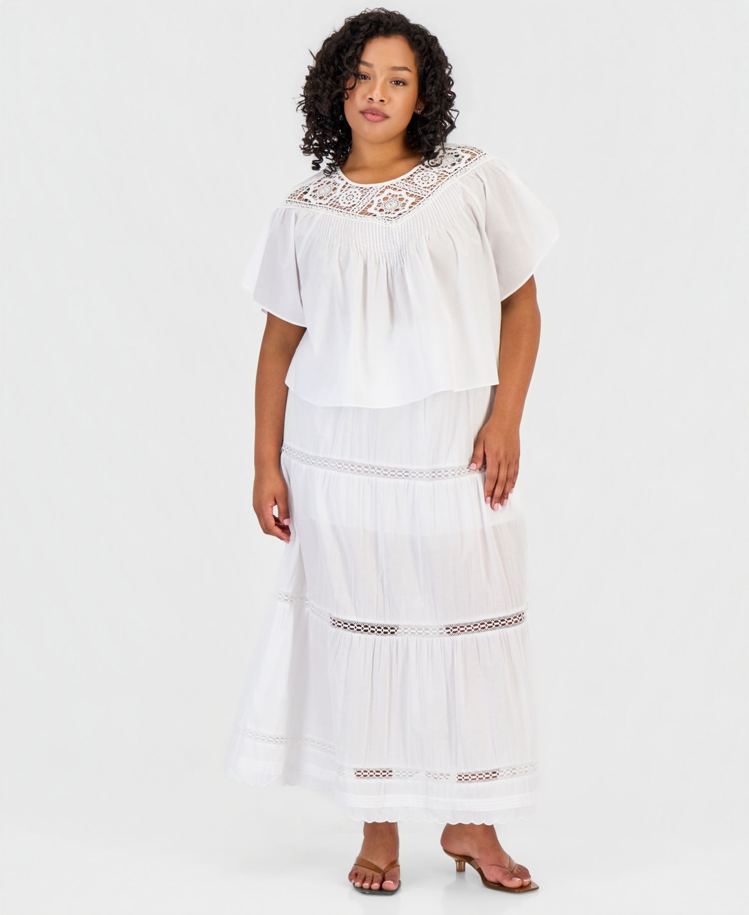 Trendy Plus Size Cotton Crocheted Top