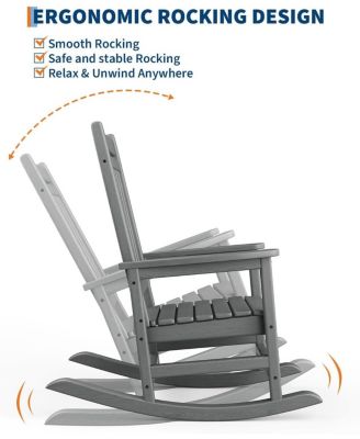Poly Lumber Rocking Chair Outdoor Set of 4- HDPE High Back Porch Rocker Chairs for Adults - All Weather Resistant Furniture for Patio