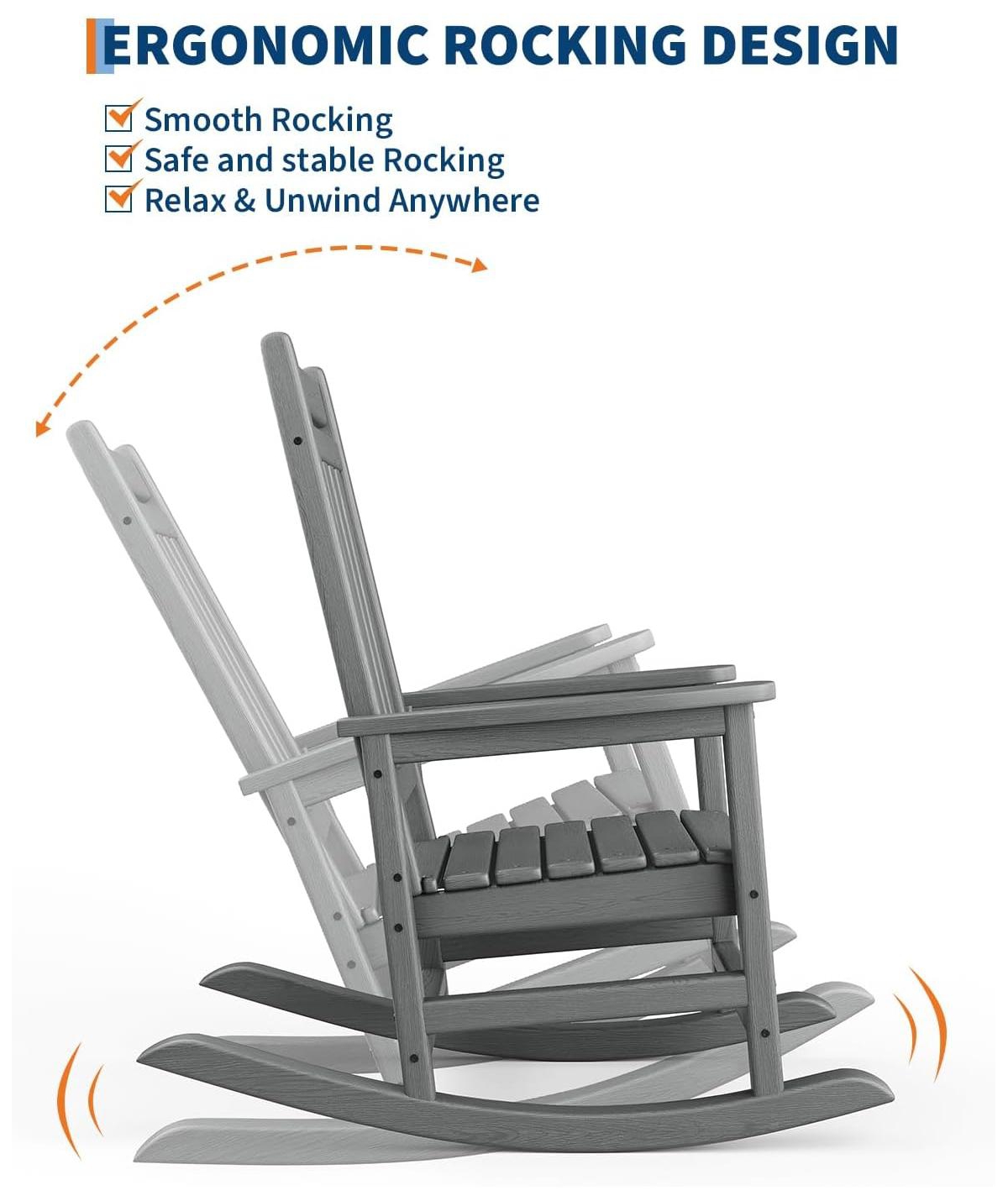 Gaomon Poly Lumber Rocking Chair Outdoor Set of 4- Hdpe High Back Porch Rocker Chairs for Adults