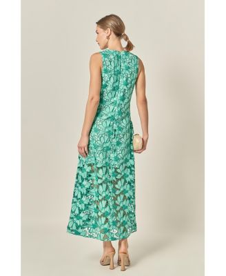 Women's Floral Embroidered Midi Dress