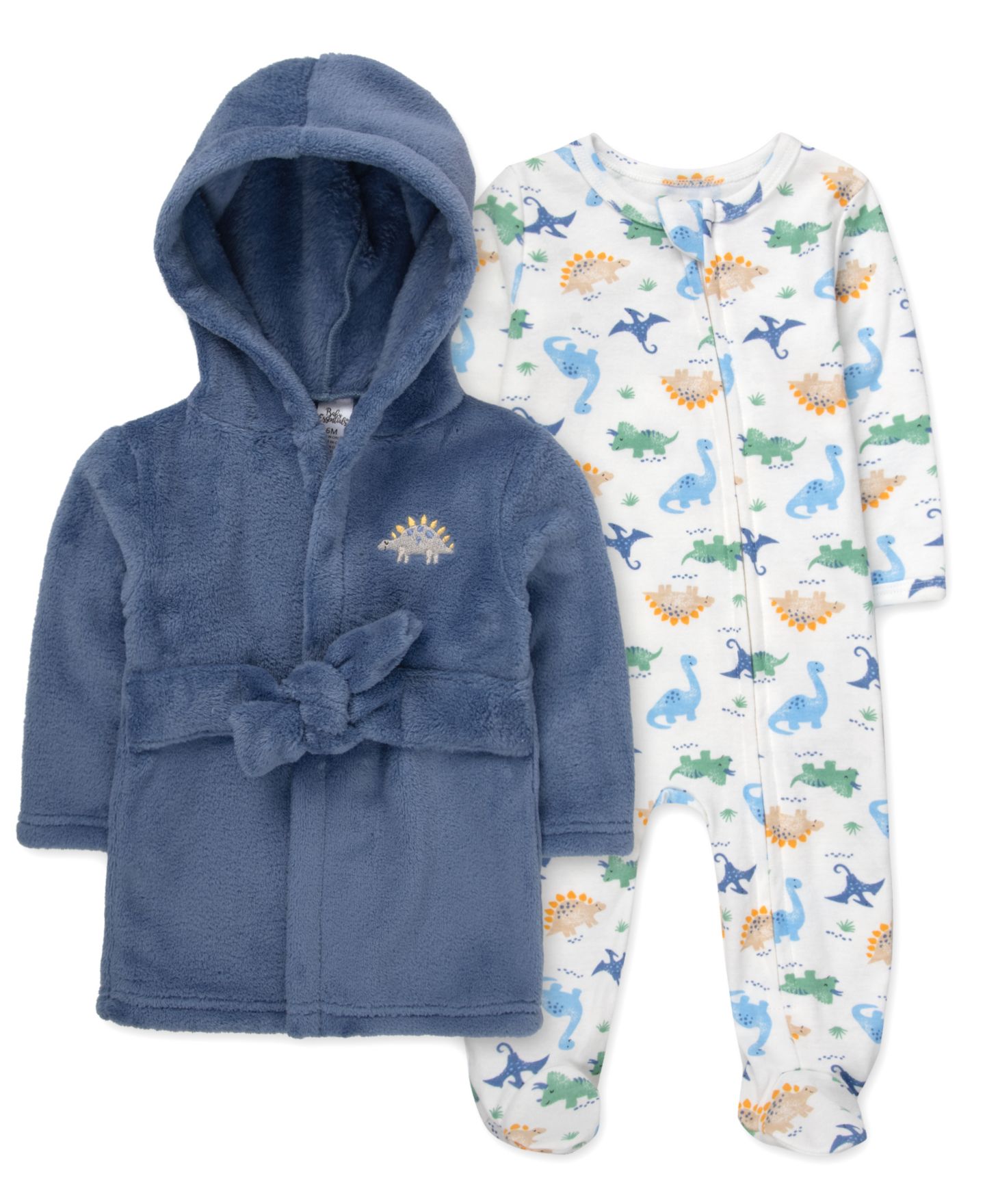 Детский комплект Baby Essentials с динозаврами для малыша: халат и ползунки, 2 предмета, цвет: Синий / Белый — фото 1