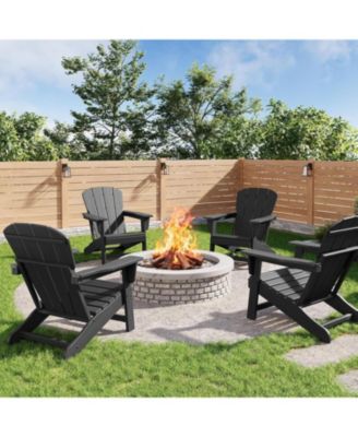 Modern HDPE Plastic Adirondack Chair Set of 4 - Oversize 380 LB Poly Lumber Weather Resistant Firepit Chair - Outdoor Patio Chairs