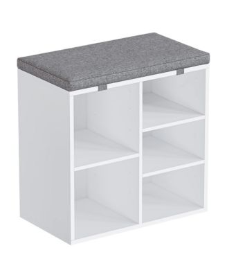 20" Shoe Storage Bench - Cushioned Entryway Organizer with Adjustable Shelves