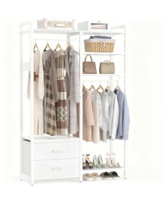 Reversible Hanging Clothes Rack with Drawers and Shelves