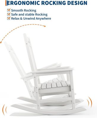 Poly Lumber Rocking Chair Outdoor - HDPE High Back Porch Rocker Chairs for Adults - All Weather Resistant Furniture for Patio