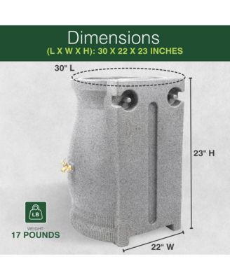 RWURN50-LIG 50 Gallon Rain Saver Wizard Barrel Urn, Light Granite