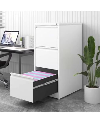 3 Drawer File Cabinet, Vertical Metal File Cabinet with Lock, Steel Storage Organizer for Letter/A4/Legal Size File