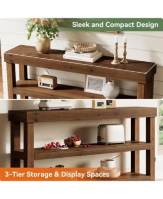 63-Inch Solid Wood Entry Console Table,arrow Sofa Table Behind The Couch, Entryway Furniture with Storage Shelves