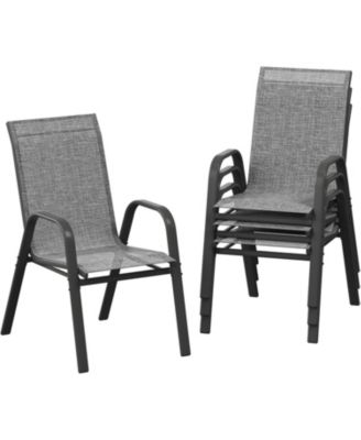 Patio Chairs Set of 4, Outdoor Stackable, Textilene Fabric Dining Chairs