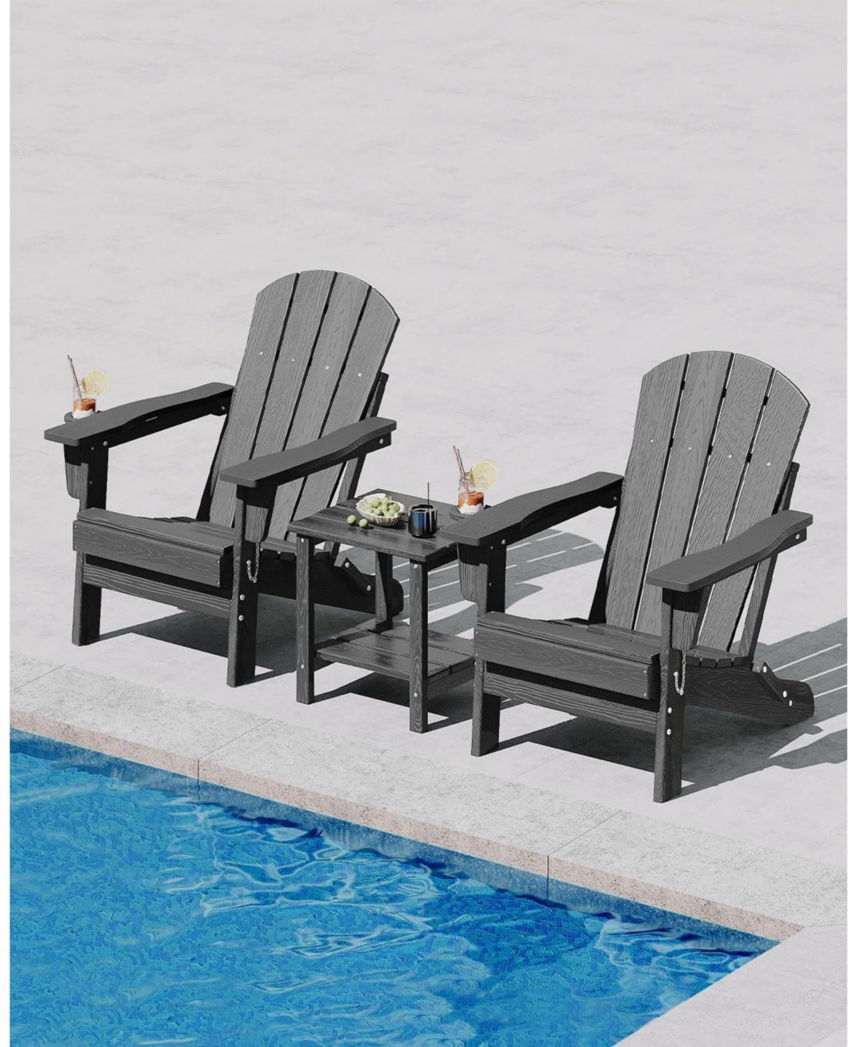 gaomon Folding Adirondack Chair Set of 2, Hdpe Outdoor Patio Chair with Cup Holder, All Weather Resistent Wooden Textured for patios, Decks, Gardens