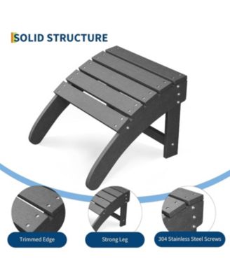 HDPE Adirondack Ottoman Foot Rest, Weather Resistant Outdoor Footstool for Adirondack Chair