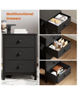 55x24" Sit-Stand Desk Height Adjustable Computer Desk with 2 Hooks, Storage Drawers, Printer Cabinet