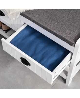 Hall Tree, Coat Rack and Bench Seat with 4 Hooks, 2 Drawers