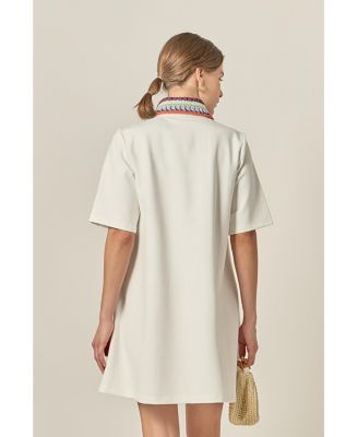 Women's Knitted Collar A-Line Shirt Dress