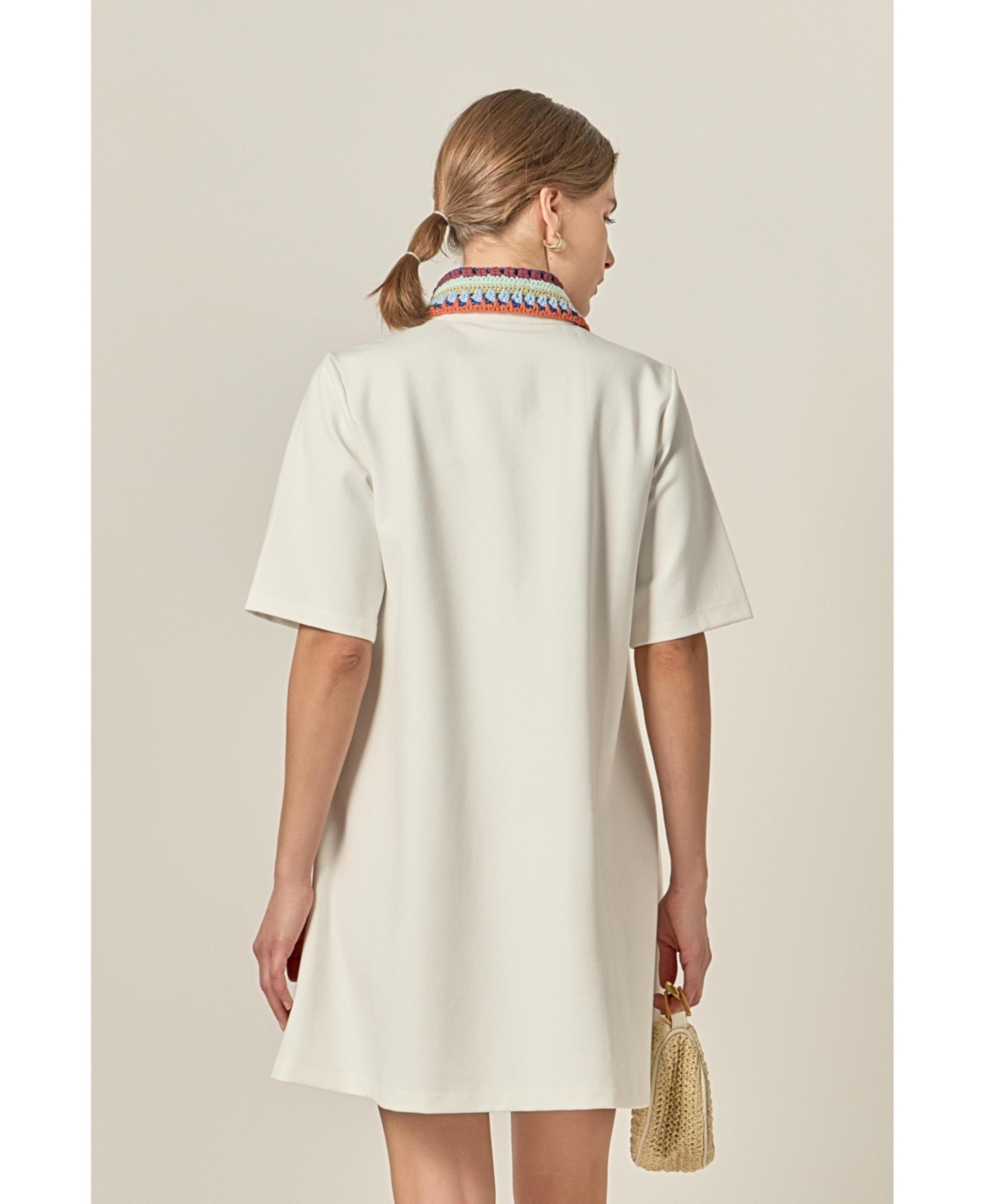 English Factory Women's Knitted Collar A-Line Shirt Dress