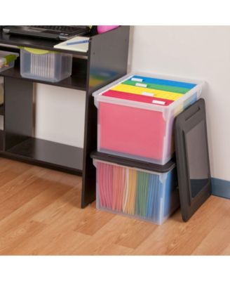 File Box, Clear Bankers Box, Organizer Storage Tote w/ Lid (8 Pack)