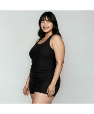 Plus Size Maya Tankini Swim Top with Removable Cups and Swim Shorts Set