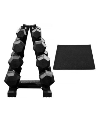 BalanceFrom Dumbbell Set with Stand, Rubber Encased Home Gym Hand Weights, 100lb