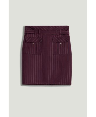 Women's Pinstripe Belted Pencil Skirt