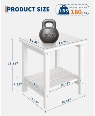 Folding Adirondack Chairs Set of 2 with Side Table, HDPE Plastic Outdoor Chairs with Wood Texture - 380 LBS & Weather Resistant for Fire Pit